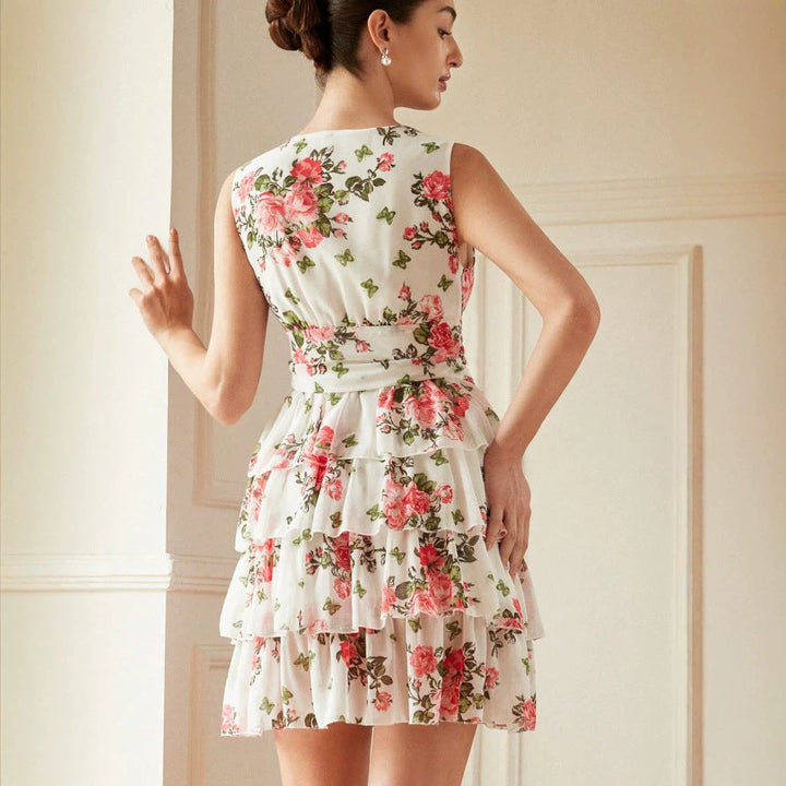 Damen Sommerliches Kleid mit Rüschen und floralem Muster Drune