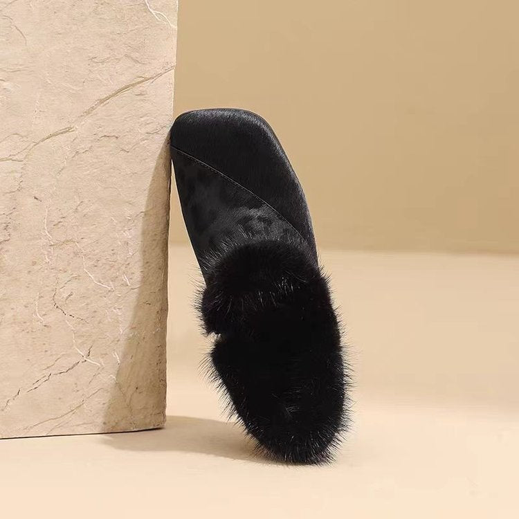Damen Elegante Mokassins mit Fellbesatz Drune
