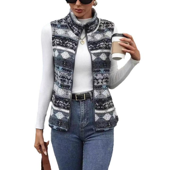 Damen Fleece-Weste mit modernem Ethnoprint Drune