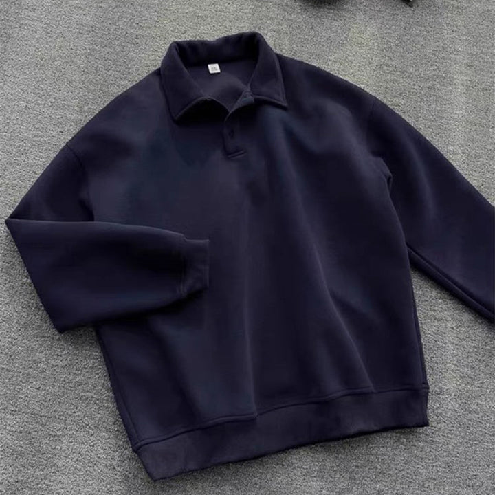 Herren Poloshirt-Sweatshirt mit Hemdkragen und Oversize-Schnitt Drune