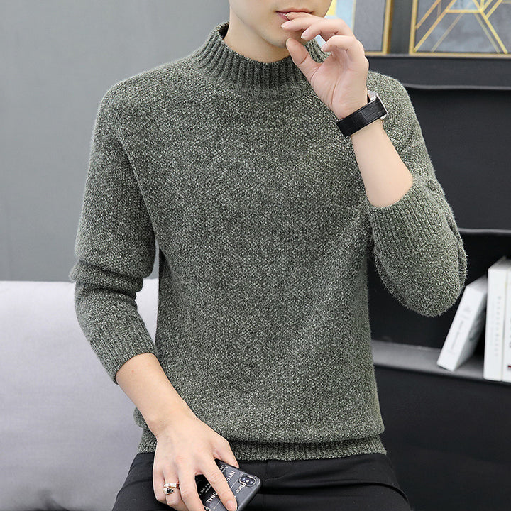 Herren Melierter Bouclé-Mockneck-Pullover mit Thermo-Feinstrick und gerippten Abschlüssen Drune