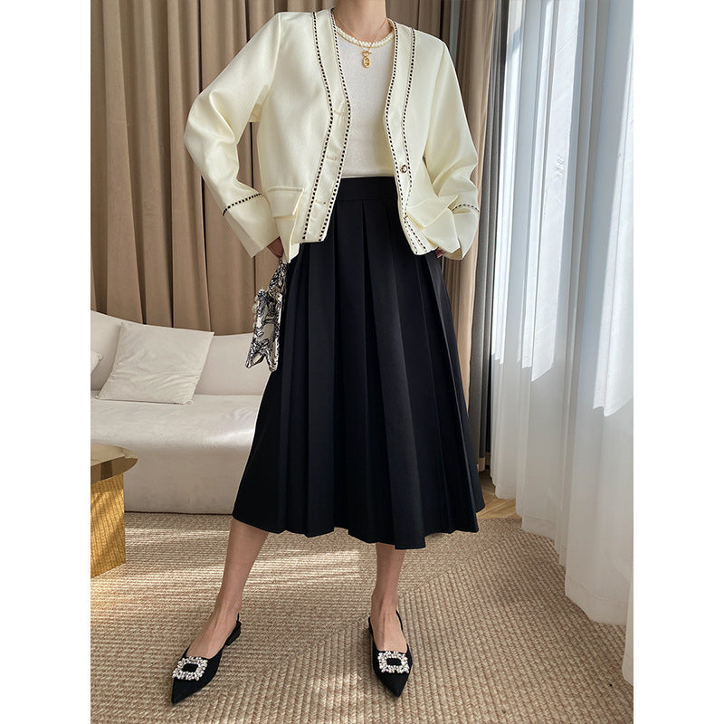 Damen Eleganter Cardigan mit zarten Kontrastdetails Drune
