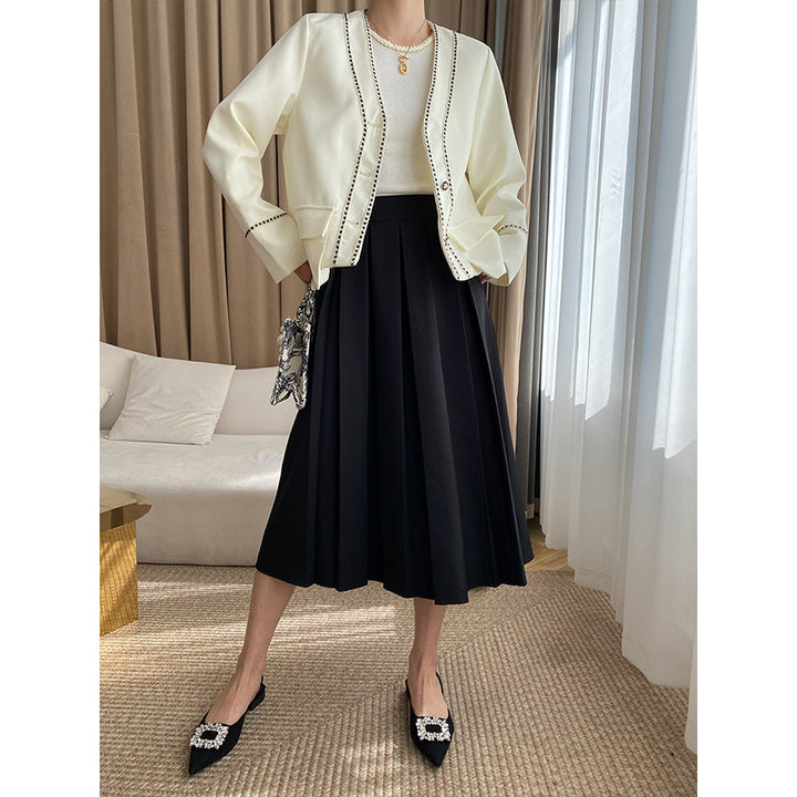 Damen Eleganter Cardigan mit zarten Kontrastdetails Drune