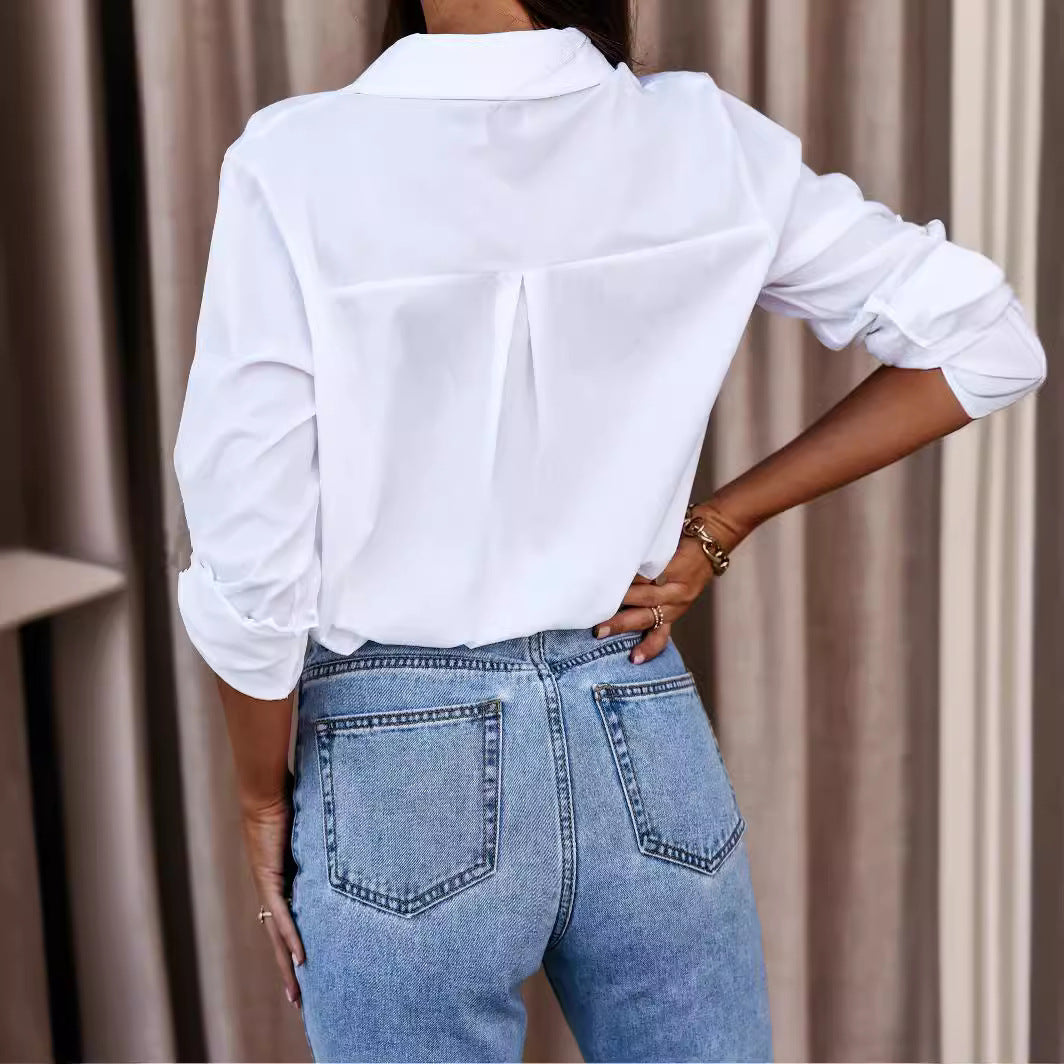 Damen Relaxed Fit Knopfverschluss Hemd Drune