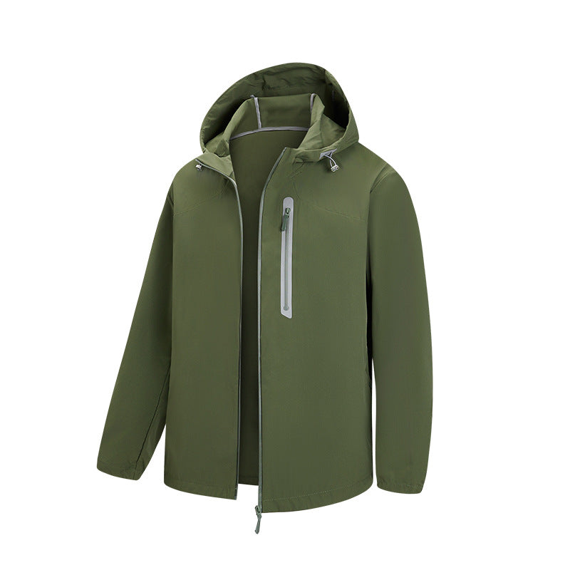 Herren Atmungsaktive Softshell-Kapuzenjacke mit wasserdichter Brusttasche und elastischem Saum Drune