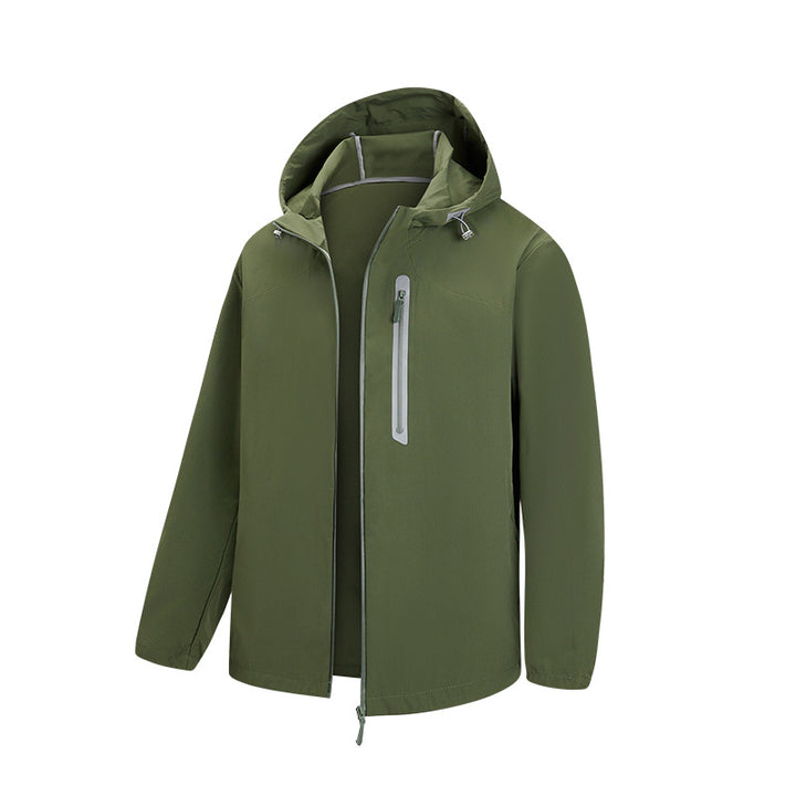 Herren Atmungsaktive Softshell-Kapuzenjacke mit wasserdichter Brusttasche und elastischem Saum Drune