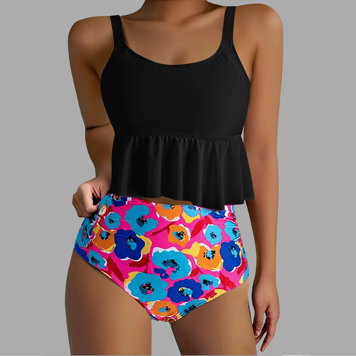 Damen Tankini-Set mit floralen Akzenten und Rüschen Drune