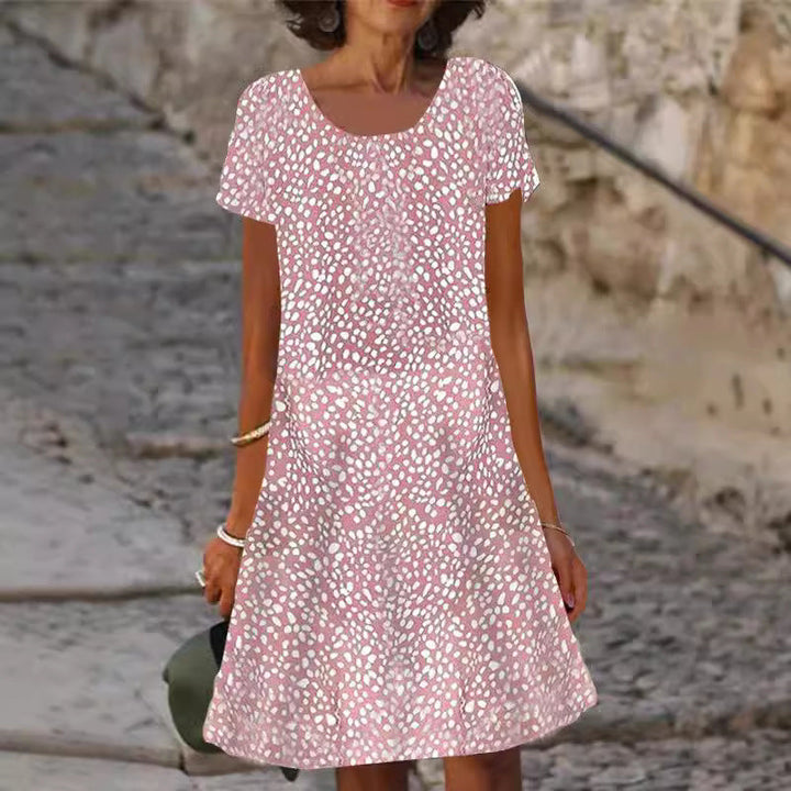 Damen lässiges Sommerkleid mit modernen Mustern und femininem Schnitt Drune