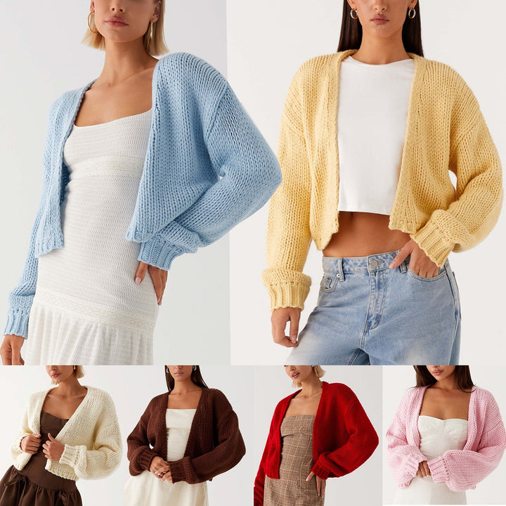 Damen Oversized Grobstrick-Cardigan mit Schalkragen und Rippbündchen Drune