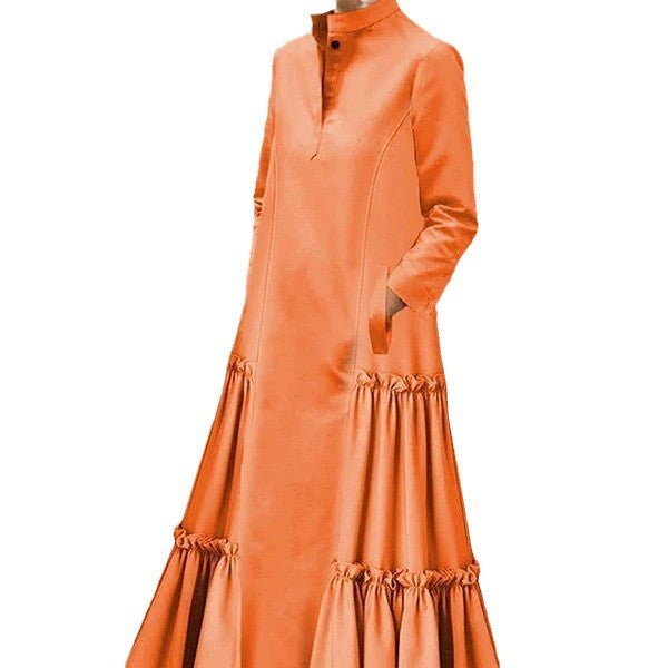 Damen Elegantes Maxikleid mit Rüschensaum Drune