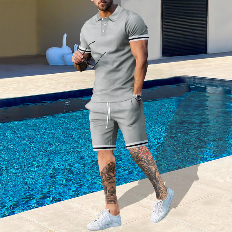 Herren sportliches Polo-Shirt und Shorts Set mit modernem Schnitt Drune