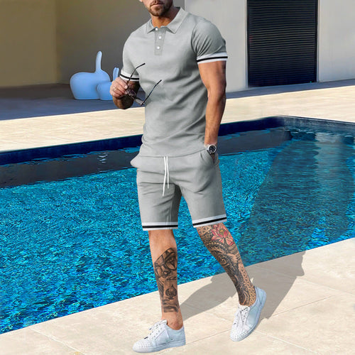 Herren sportliches Polo-Shirt und Shorts Set mit modernem Schnitt Drune
