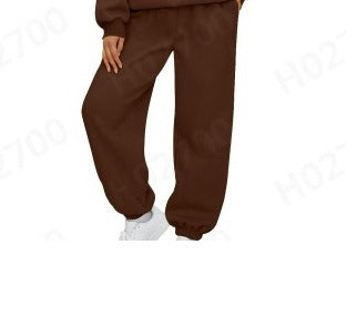Damen nan gemütliches Lounge-Jogginganzug-Set mit Oversize-Hoodie und elastischer High-Waist Jogginghose Drune