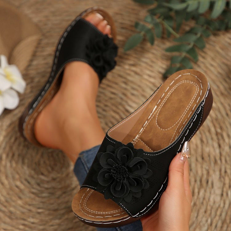 Damen modische Riemensandalen mit dekorativer Blumenapplikation Drune