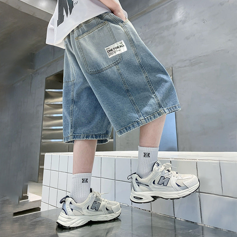 Jungen lässige Denim-Cargo-Shorts mit praktischen Taschen Drune