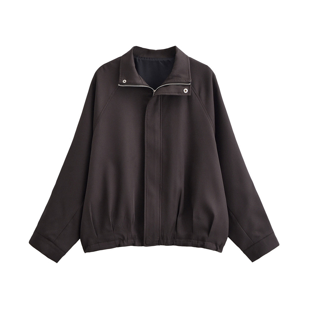 Damen Leichte Oversize-Bomberjacke mit Stehkragen, Raglanärmeln und elastischem Saum Drune