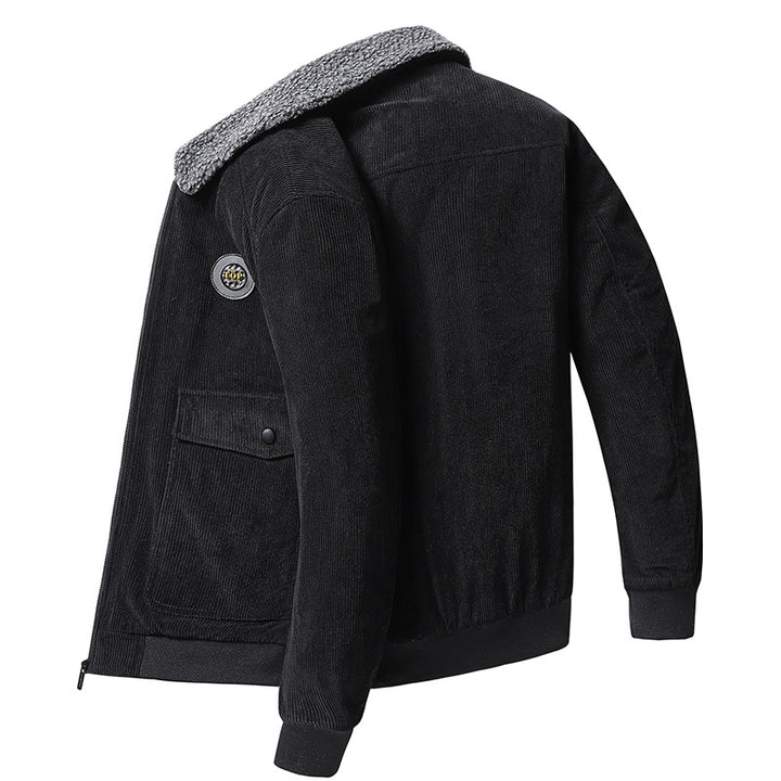 Herren nan Cordjacke mit Teddykragen, aufgesetzten Klappentaschen und elastischen Bündchen Drune