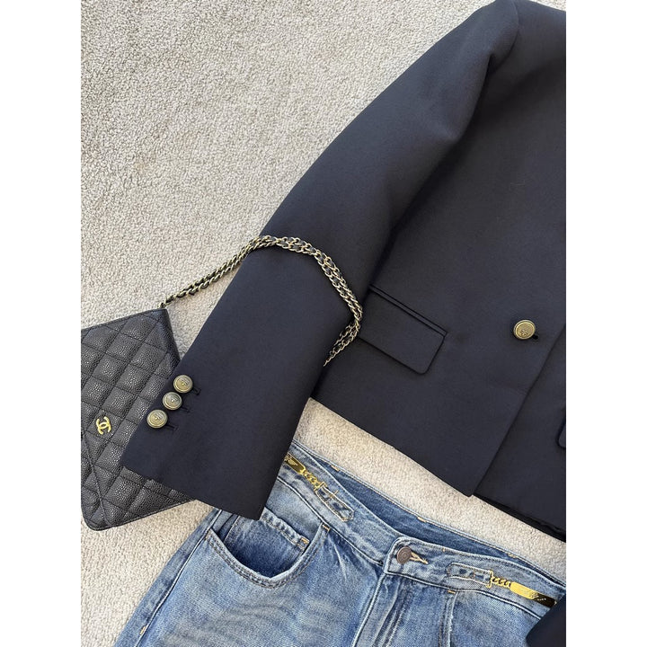 Damen Elegante Blazerjacke mit hohem Kragen Drune