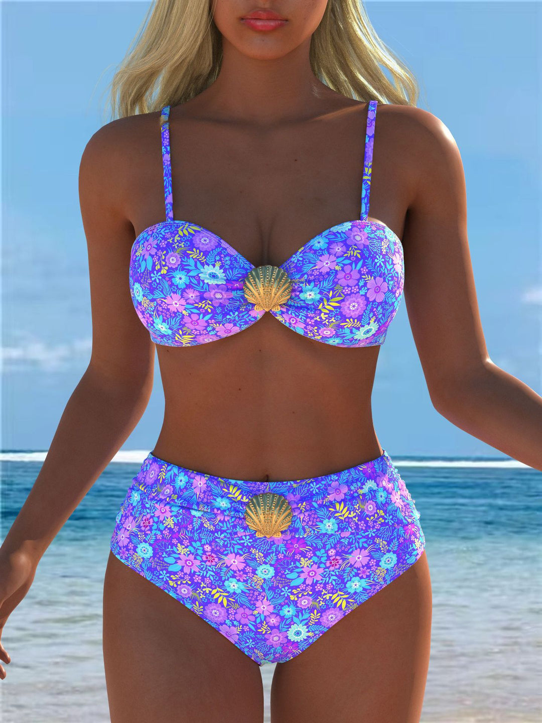 Damen Bikini-Set mit elegantem Balconette-Oberteil und hoch geschnittenen Höschen Drune