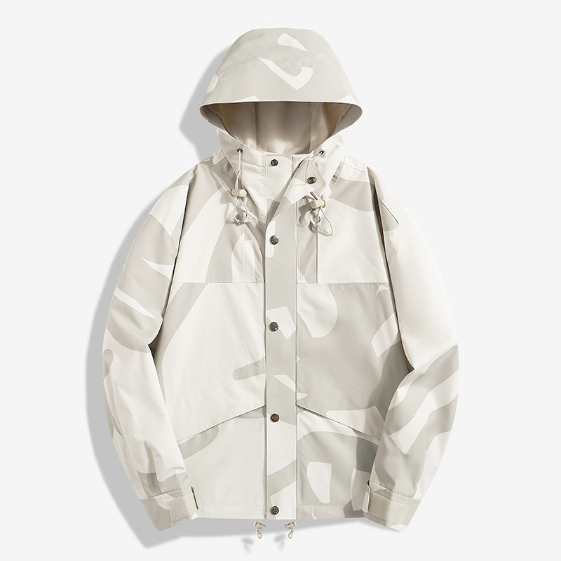 Damen Modische Übergangsjacke mit Kapuze und einzigartigem Print Drune