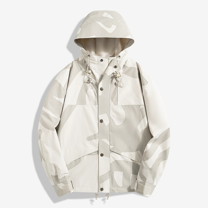 Damen Modische Übergangsjacke mit Kapuze und einzigartigem Print Drune