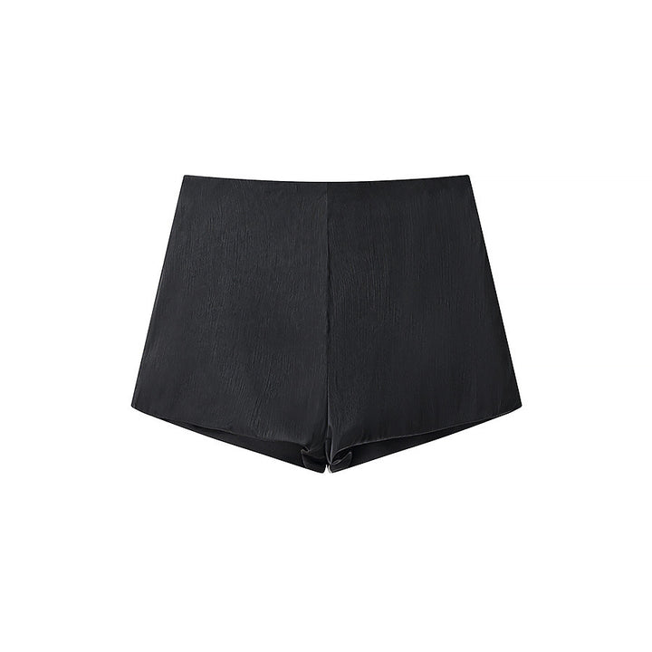 Damen nan luftiges Chiffon-Wickelblusen-Set mit Schärpe und Lagen-Shorts Drune