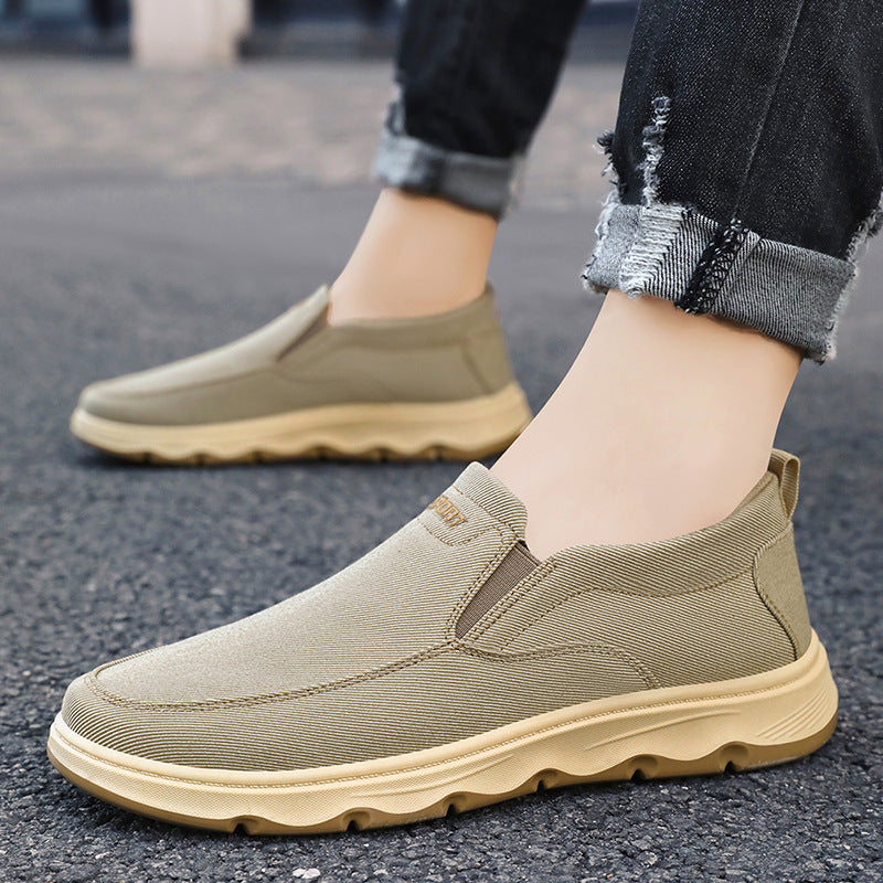 Herren nan leichter atmungsaktiver Canvas-Slip-On Freizeitschuh mit elastischem Einstieg und stoßdämpfender Leichtlaufsohle Drune