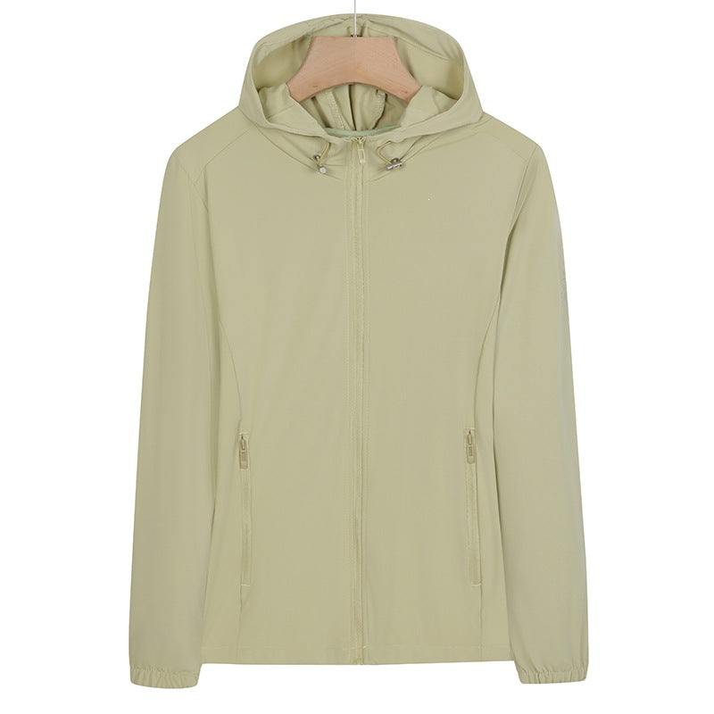 Unisex Leichte wind- und wasserabweisende Kapuzen‑Übergangsjacke mit durchgehendem Reißverschluss, Reißverschlusstaschen & elastischen Bündchen Drune