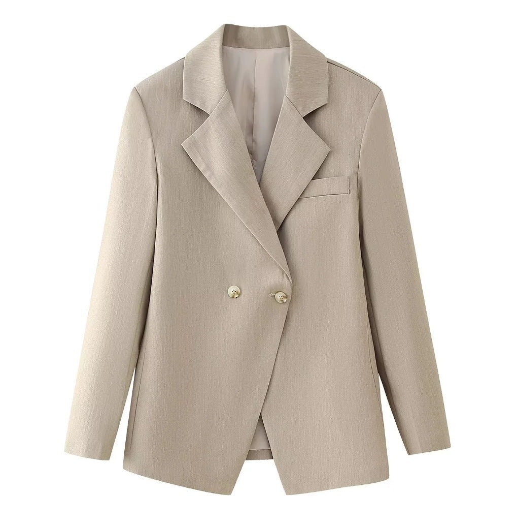 Damen elegante Double-Breasted Blazerjacke mit hochwertigem Stoff Drune