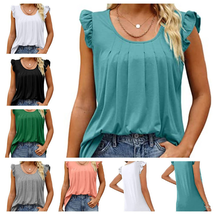 Damen luftiges Blusenshirt mit elegantem Rüschendesign Drune