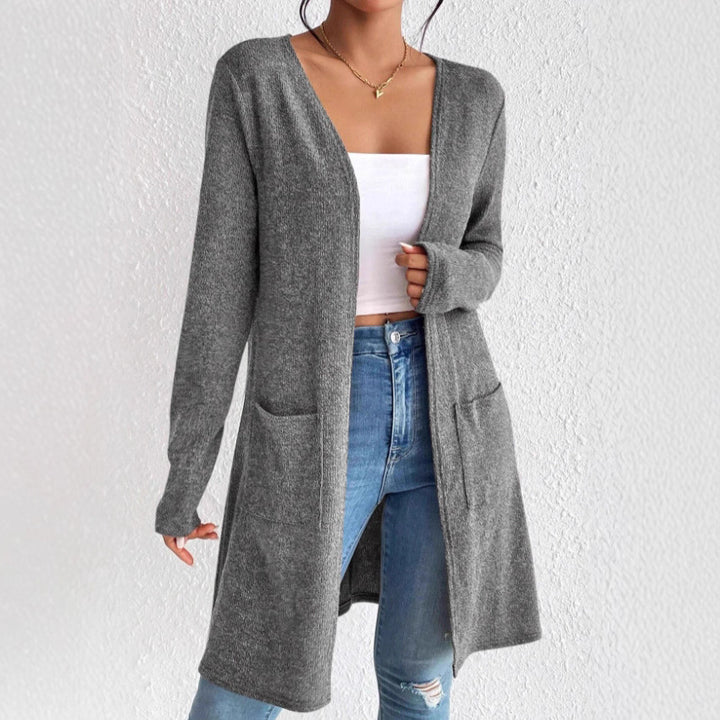 Damen Langer Strickcardigan mit praktischen Taschen Drune