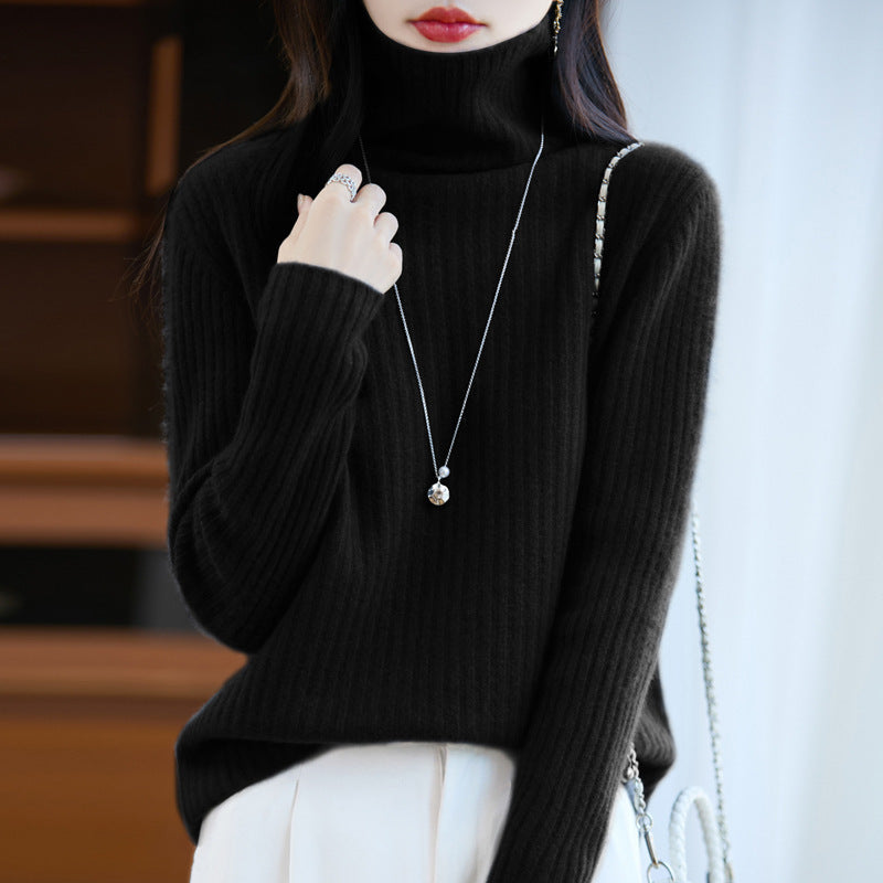 Damen Schlanker Feinstrick-Rollkragenpullover mit feiner Rippenstruktur und kaschmirähnlicher Haptik Drune