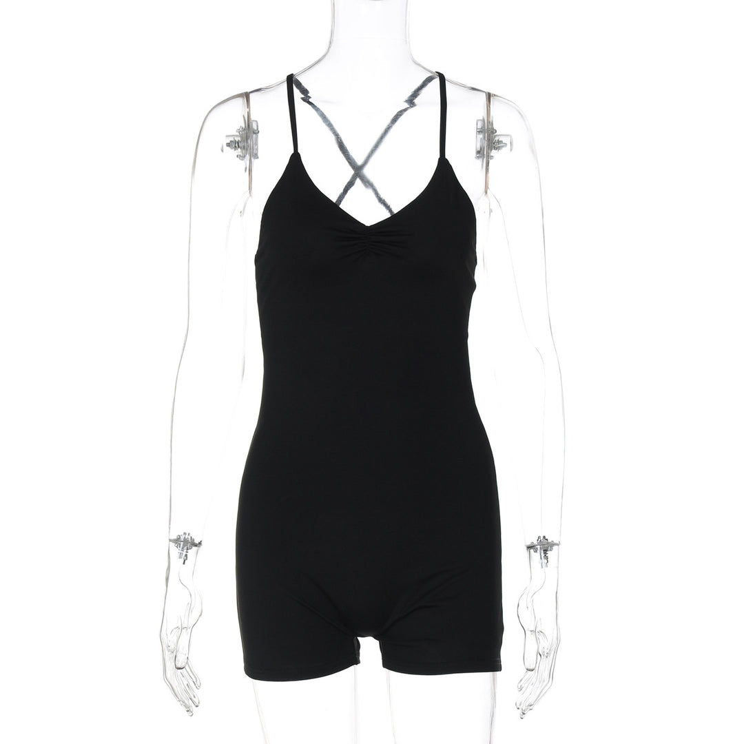 Damen Bodycon Einteiler mit gekreuztem Träger Drune