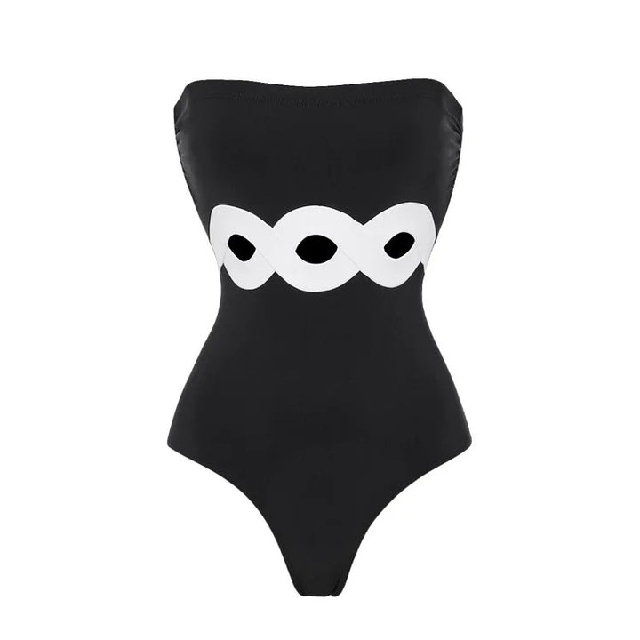 Damen eleganter V-Ausschnitt Schwimmanzug mit stilvollem Wickelrock Drune