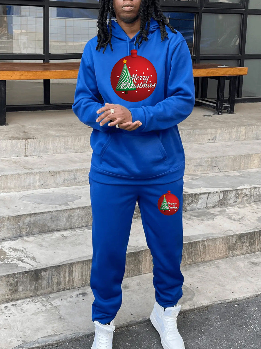 Damen lässiges Kapuzenpullover und Jogginghose Set mit festlichem Weihnachtsmotiv Drune
