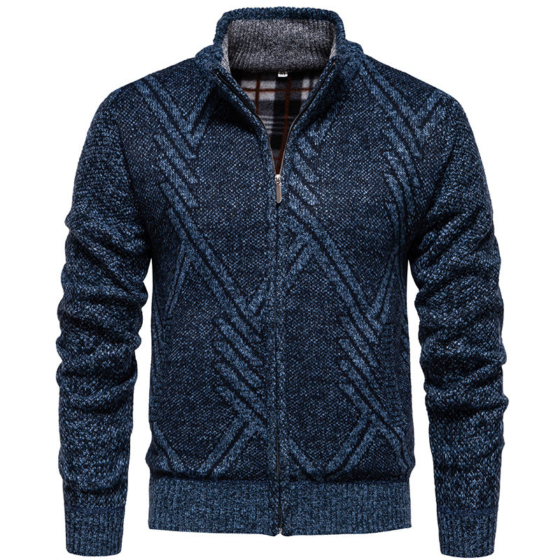 Herren sportliche Strickjacke mit modernem Zopfmuster Drune