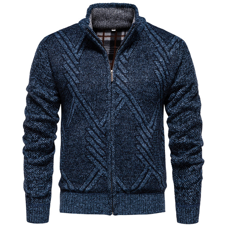 Herren sportliche Strickjacke mit modernem Zopfmuster Drune