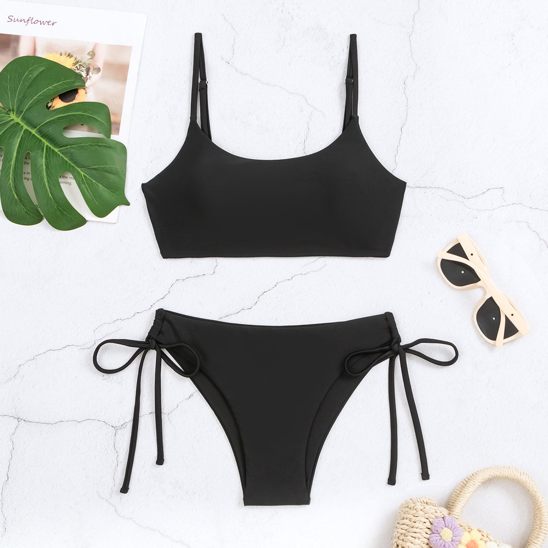 Damen Triangel-Bikini-Set mit verstellbaren Trägern und seitlichen Bändern Drune