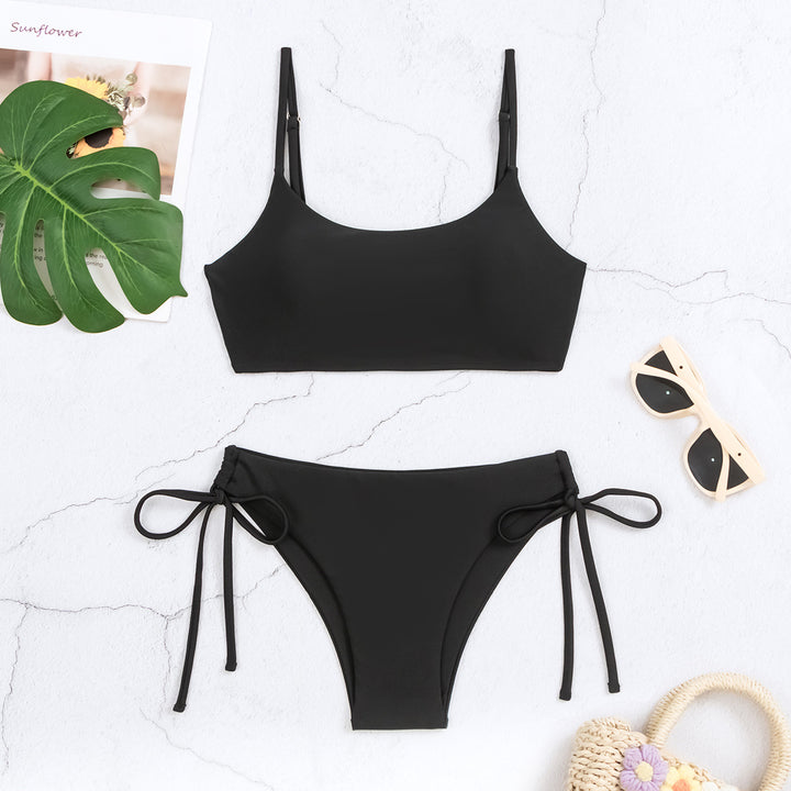 Damen Triangel-Bikini-Set mit verstellbaren Trägern und seitlichen Bändern Drune