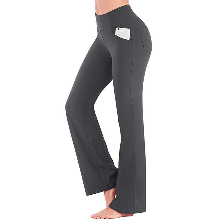 Damen nan ausgestellte Highwaist Yogahose mit seitlicher Handytasche und formendem Komfortbund Drune
