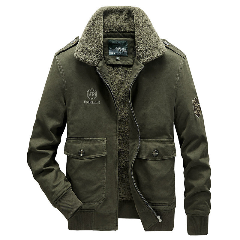 Herren Utility-Flightjacke aus Baumwollmix mit Teddykragen und aufgesetzten Pattentaschen Drune