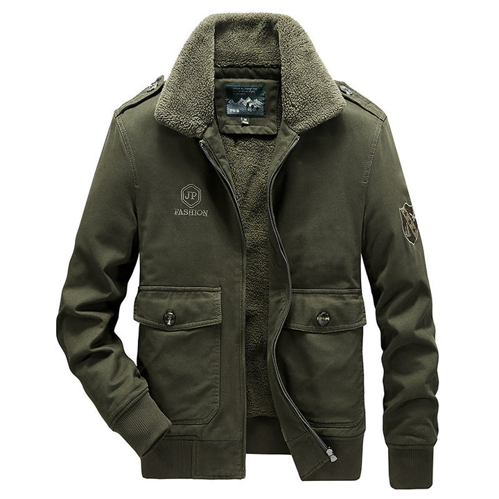 Herren Utility-Flightjacke aus Baumwollmix mit Teddykragen und aufgesetzten Pattentaschen Drune