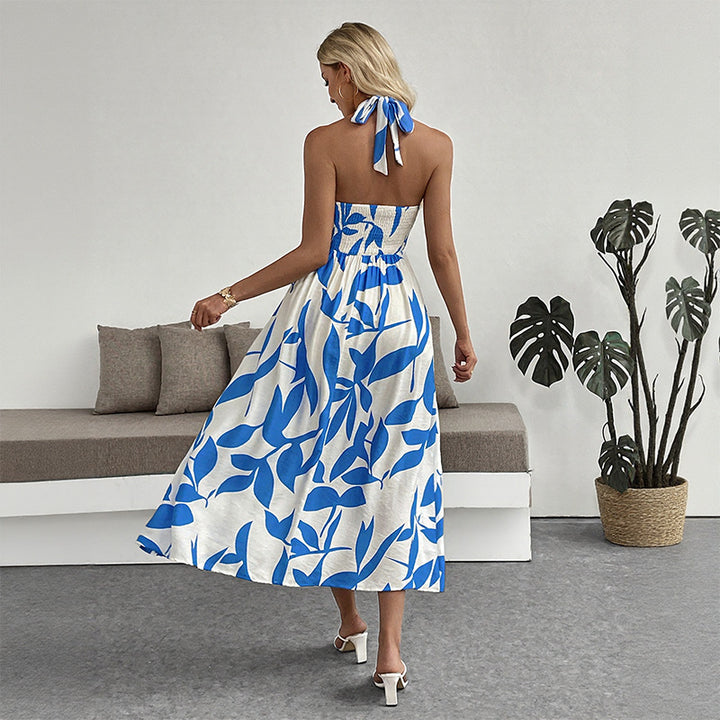 Damen Maxikleid mit hohem Schlitz und floralem Design Drune
