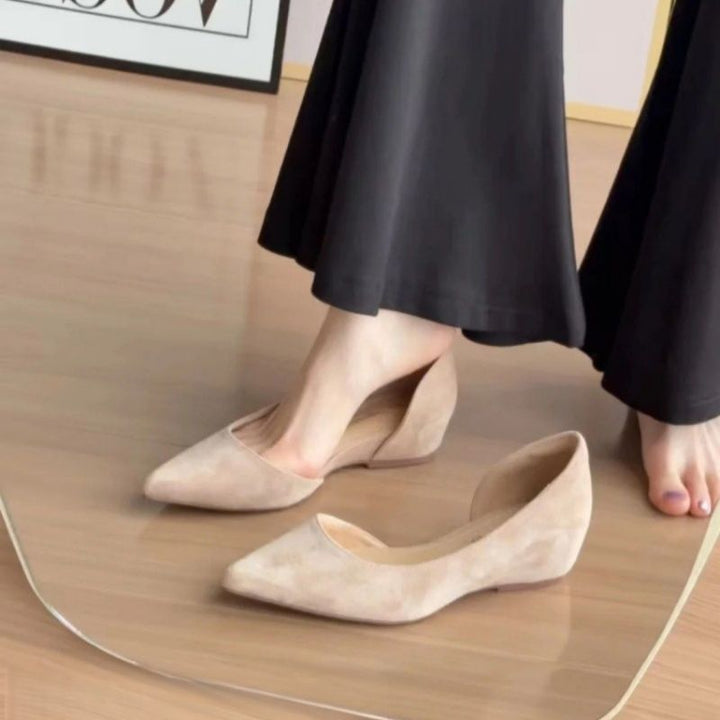 Damen Elegante Wildleder-D'Orsay Keil-Pumps Drune