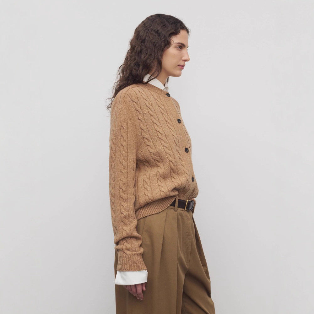Damen Grobstrickjacke mit Knopfleiste Drune