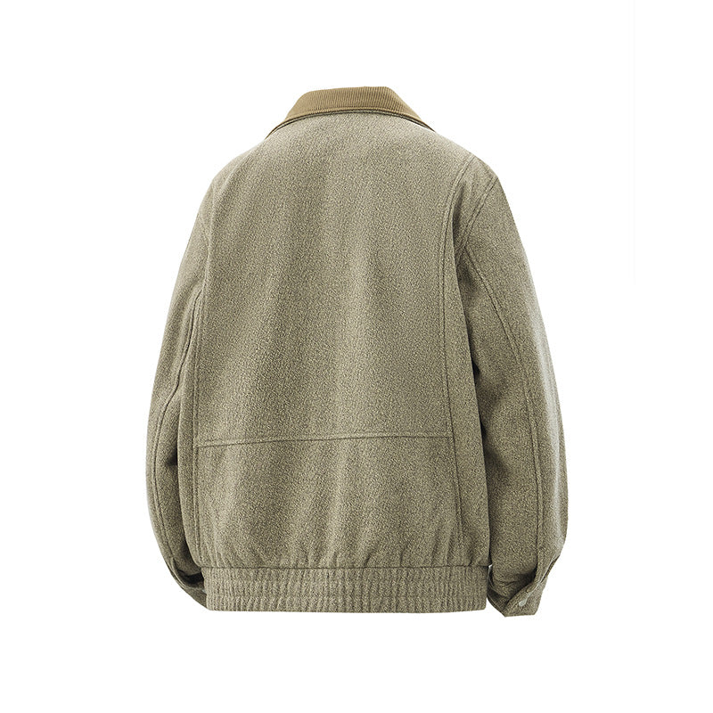 Herren Kurz geschnittener Fleece Blouson mit Cordkragen und gesteppter Innenfutter Drune