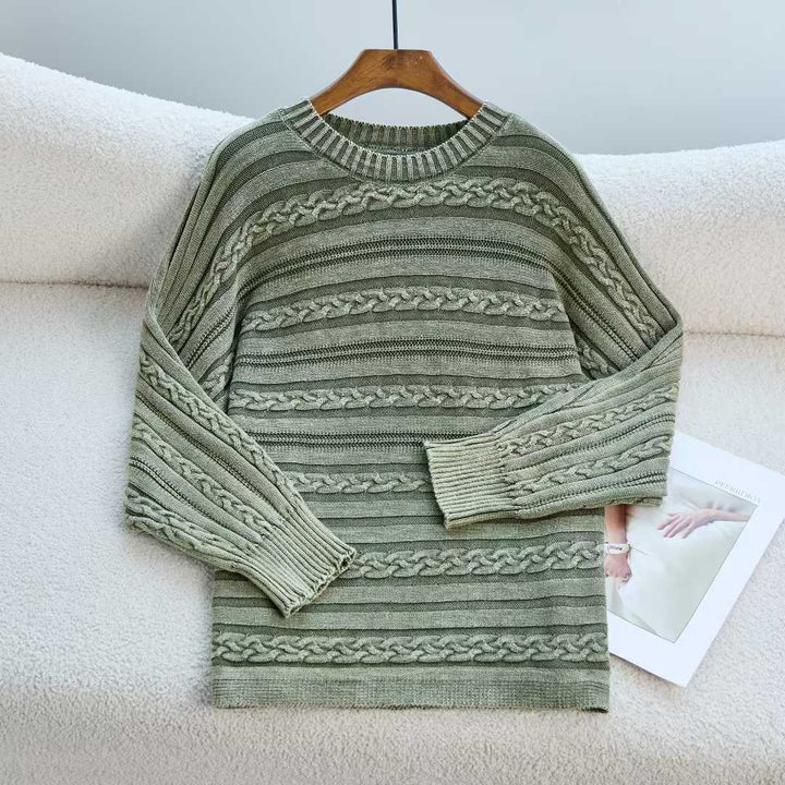Damen Grobstrickpullover mit modischem Zopfmuster und lässigem Schnitt Drune