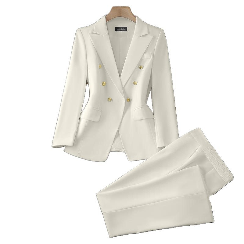 Damen Elegantes Doppelreihiges Blazer-Set Drune