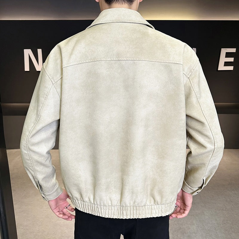 Herren Modische Jacke im Lederlook Drune