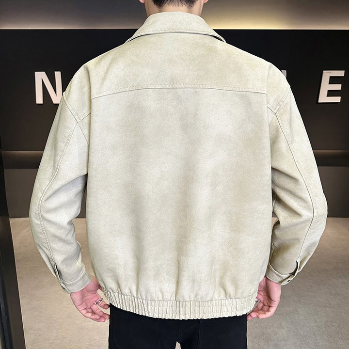 Herren Modische Jacke im Lederlook Drune
